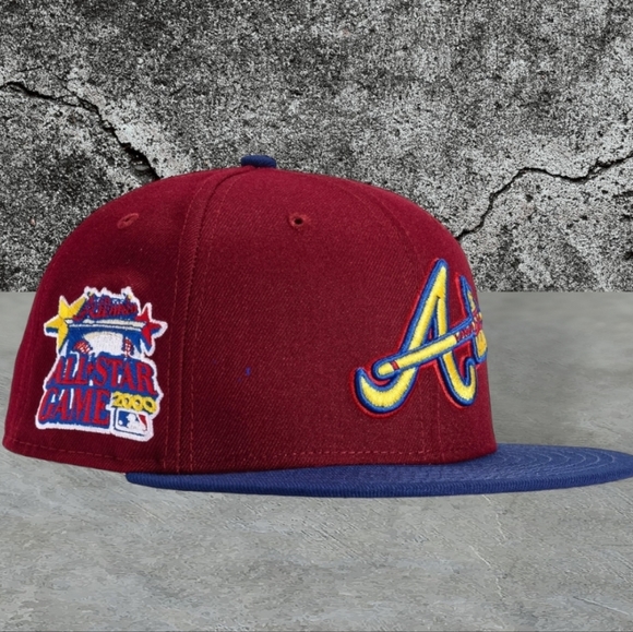 New Era Other - New Era 59Fifty Sangria Atlanta Braves 2000 ASG Patch Fitted Hat Size 7 3/8 🎁